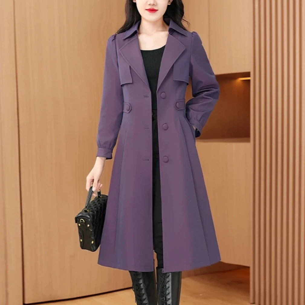 琪琪女装优雅新款气质时尚大气减龄休闲收腰显瘦风衣中长款24321