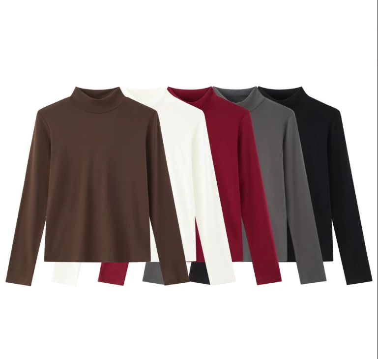 半高领长袖中领显瘦内搭圆领打底衫内搭高级百搭气质时尚纯色春款