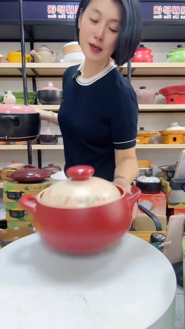 陶土石榴粉3L汤锅