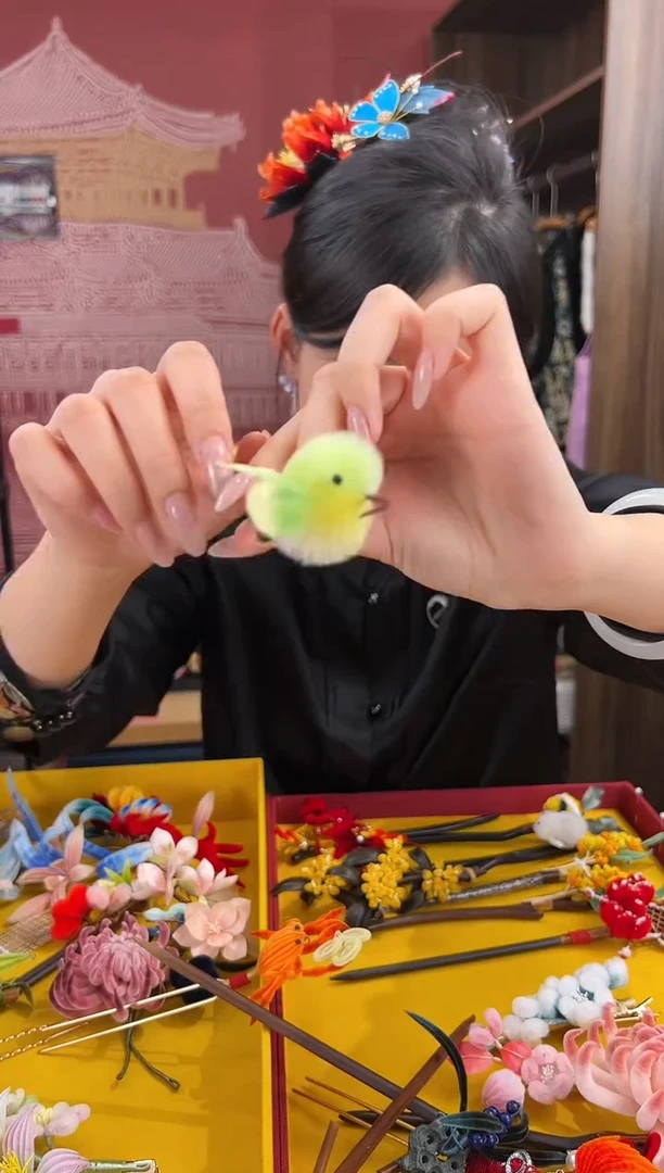 【闪购商品】刺绣非遗绒花（发饰）