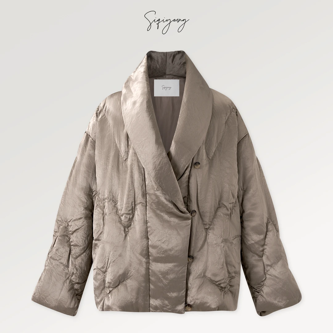 SIQIYOUNG 旧金山-匈牙利95白鹅绒青果领醋酯羽绒服