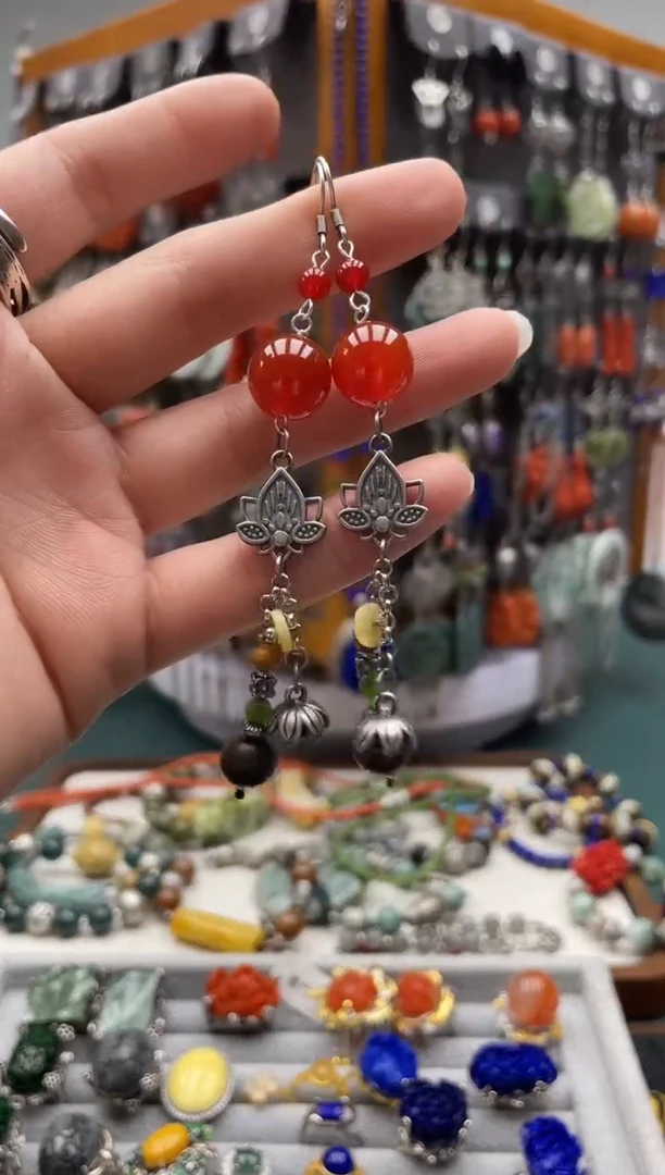 【闪购商品】玛瑙/玉髓耳饰未镶嵌饰品