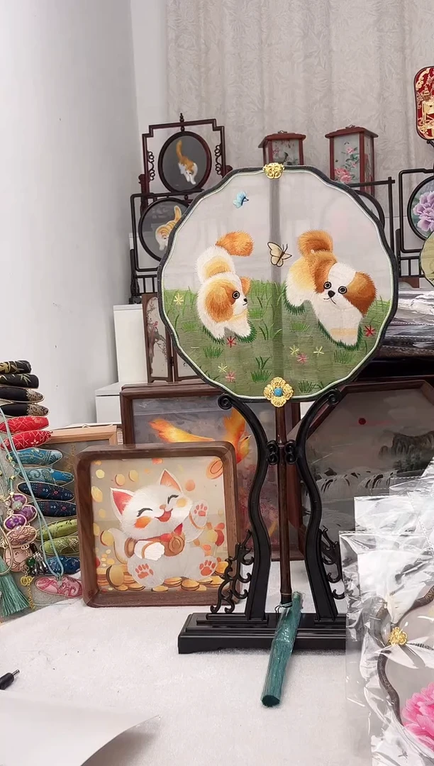 扇子绣作品手工团扇