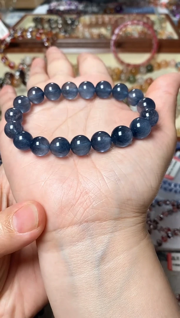 未镶嵌手链水晶蓝兔毛