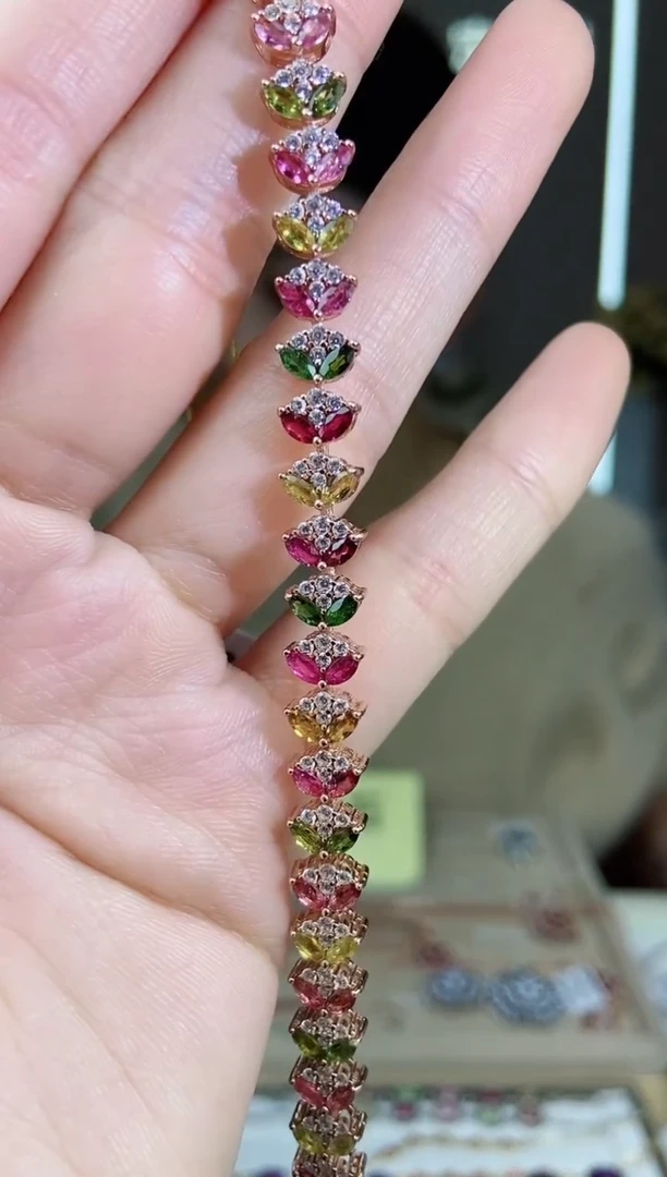 【闪购商品】碧玺手链银S925镶嵌手链