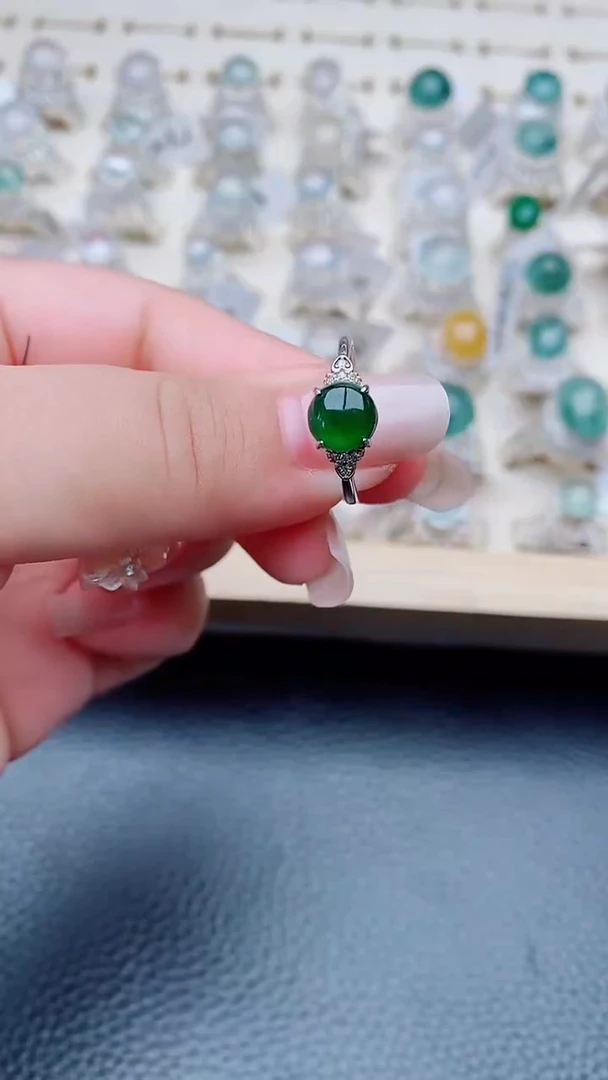 银S925镶嵌戒指翡翠1