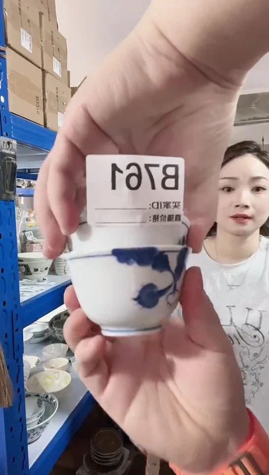 瓷片日本进口瓷器B761萝卜杯两只