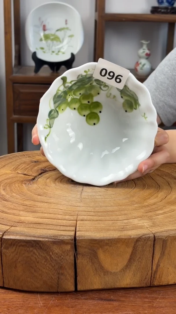 瓷片景德镇高温釉中彩-花边碗096