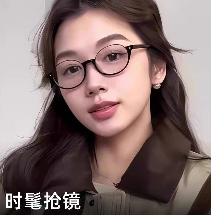 日系超轻下半框色近视眼镜女可配度数复古个性小框眼镜架