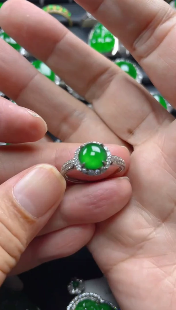银S925镶嵌戒指翡翠翡翠