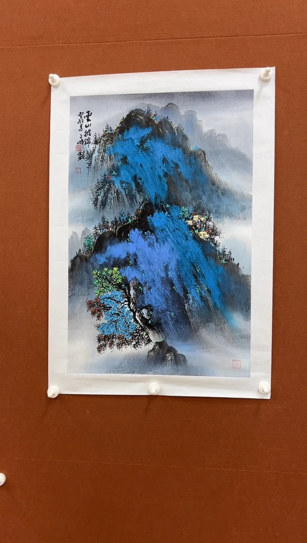 国画李文峰四尺三开泼彩