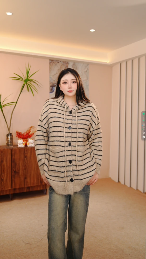 斑马（苏格兰调夹条撞色开衫女装针织毛衣）