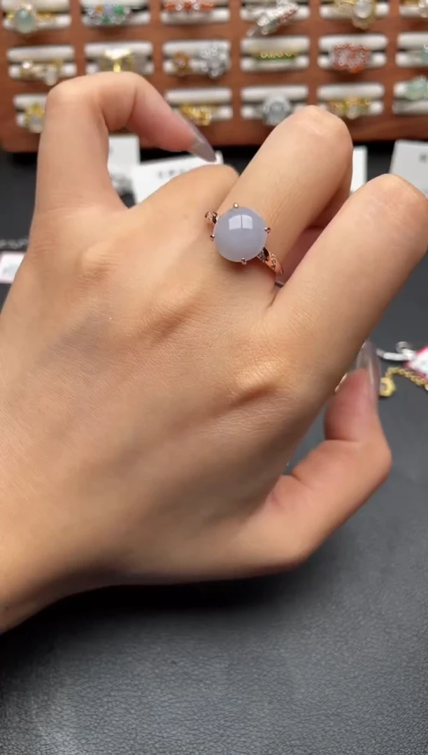 翡翠戒指银S925镶嵌一物一证一礼盒