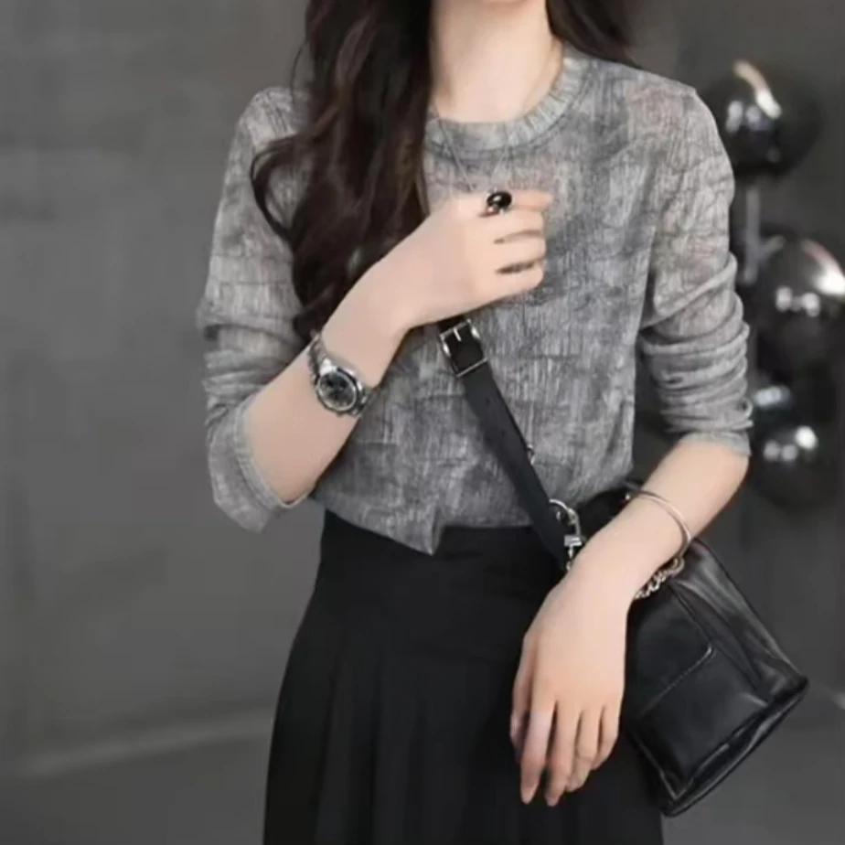 夏季抗皱百搭轻薄T恤女微透慵懒风气质上衣