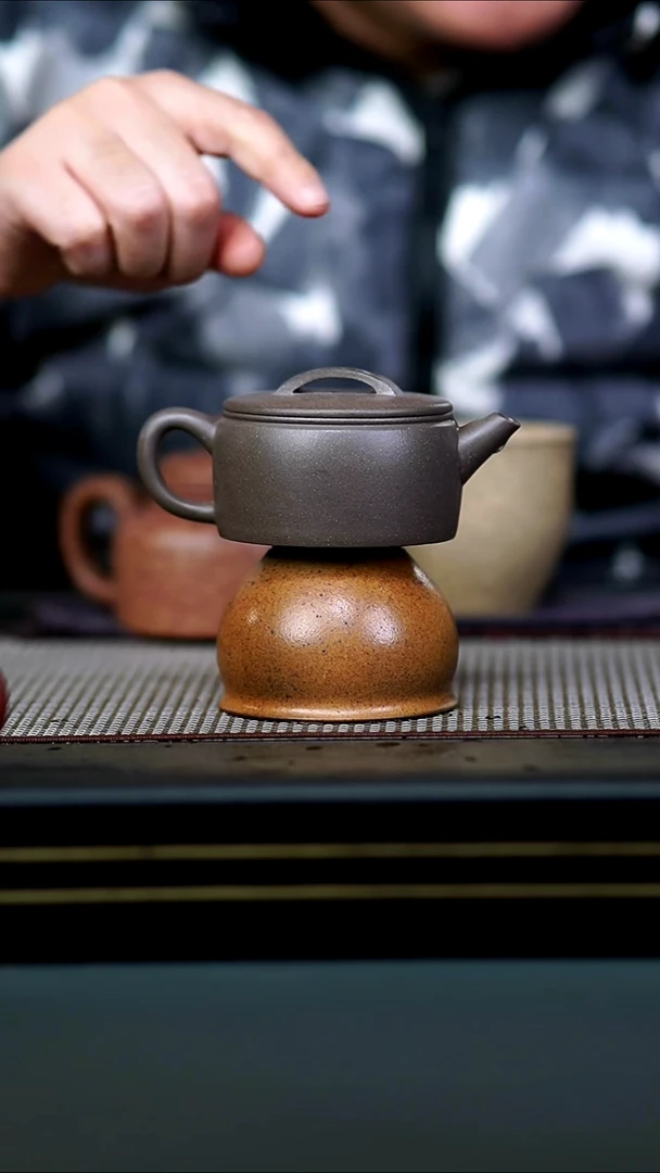 茶壶紫砂半手蟹壳青汉瓦150cc+柴烧杯