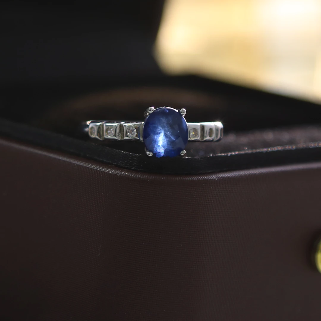 s925天然宝石蓝宝石皇家蓝戒指