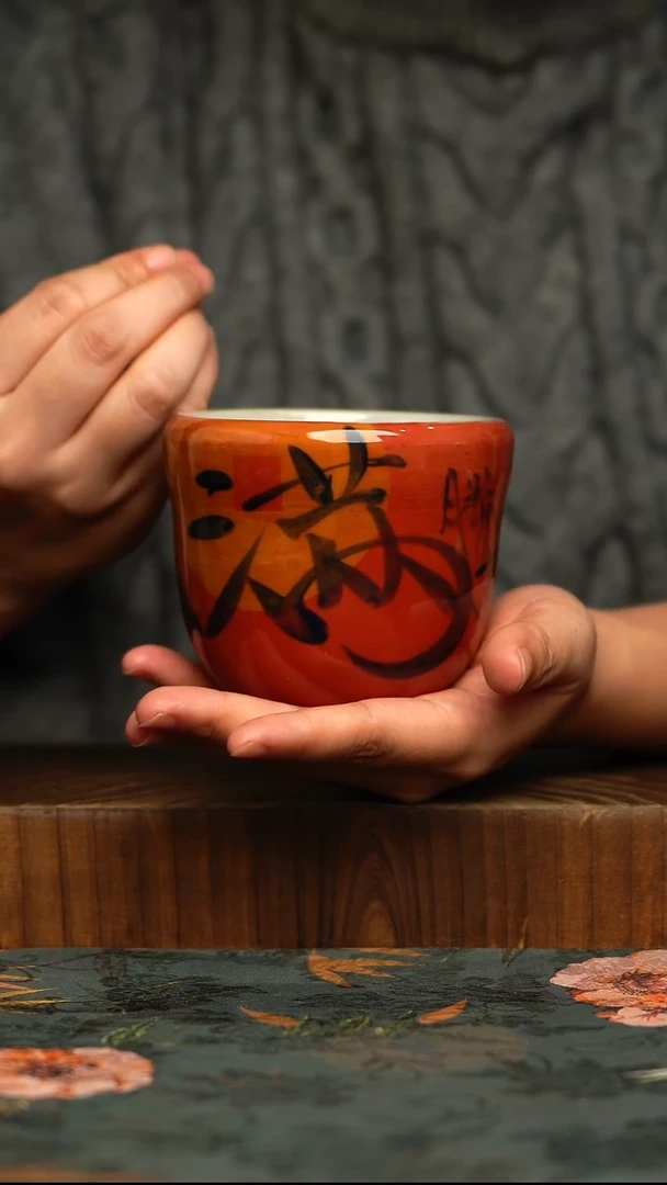 杯釉下彩手工手绘同款陶器