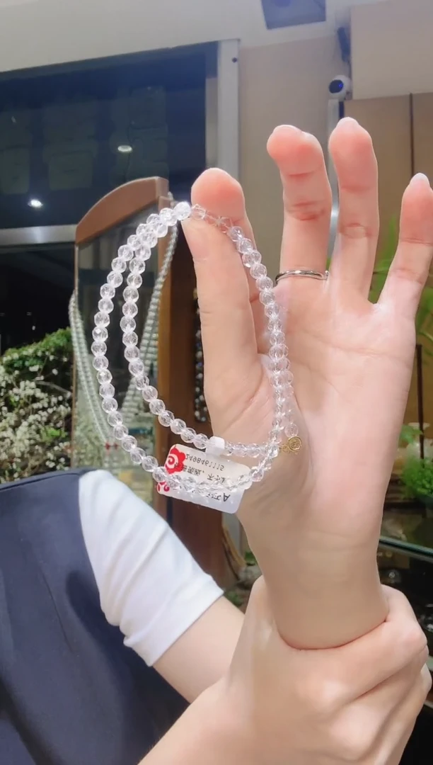 【闪购商品】水晶项链18K金镶嵌切割面白水晶锁骨链