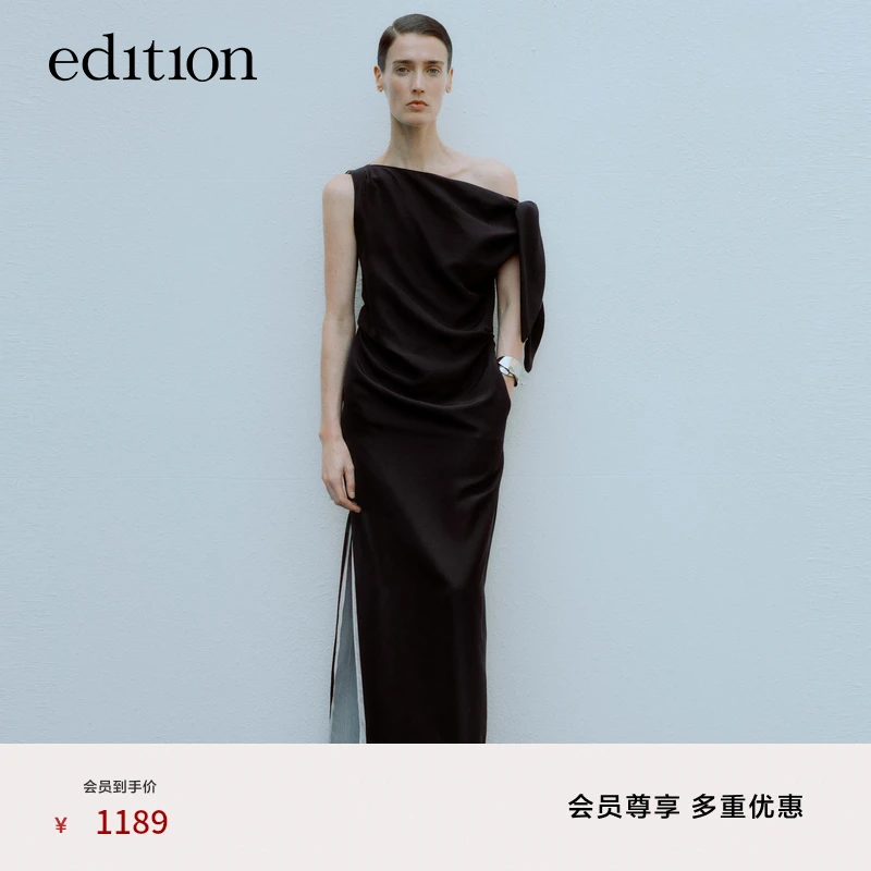 【精英衣橱系列】edition绑结露肩桑蚕丝连衣裙#EBD2DRS028