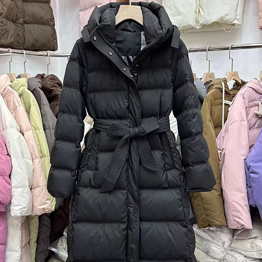 2025年新款羽绒服修身加厚保暖鸭绒中长款女冬季羽绒服外套8615#