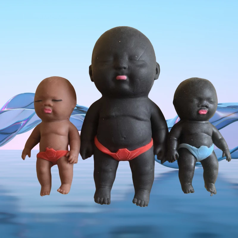 丑萌黑人娃娃丑玩具捏捏乐慢回弹拉拉乐掌心橡胶玩偶黑皮可爱娃娃