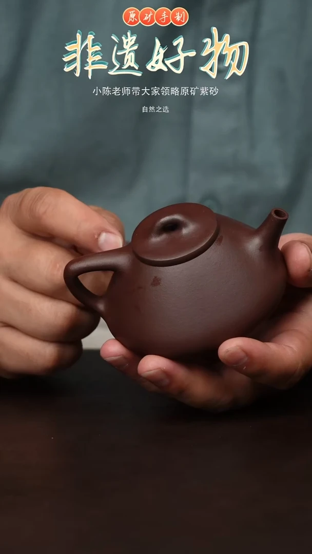 茶壶紫砂宜兴原矿紫砂壶-紫泥150cc石瓢