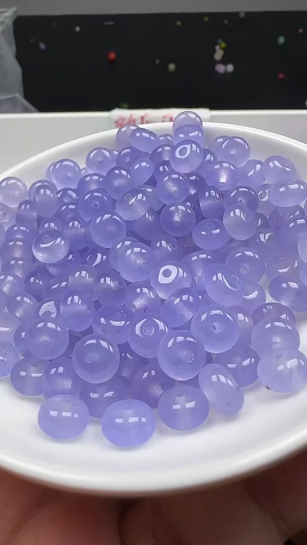 未镶嵌和田玉珠宝半成品冰烟紫算盘珠N268卡5*8mm散珠20颗
