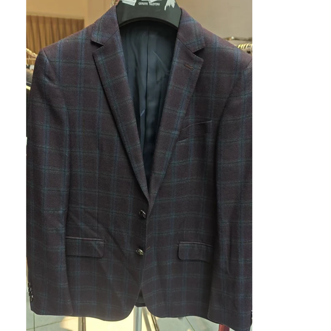 男士时尚西服休闲格子秋冬