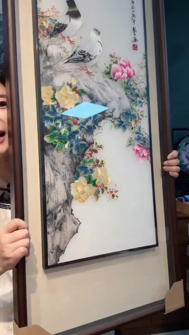 刺绣非遗苏绣手工刺绣单面绣花鸟四条屏2