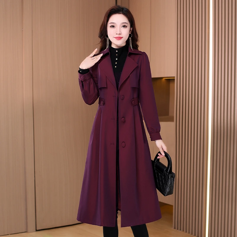 优雅新款气质时尚大气减龄休闲收腰显瘦风衣中长款21604