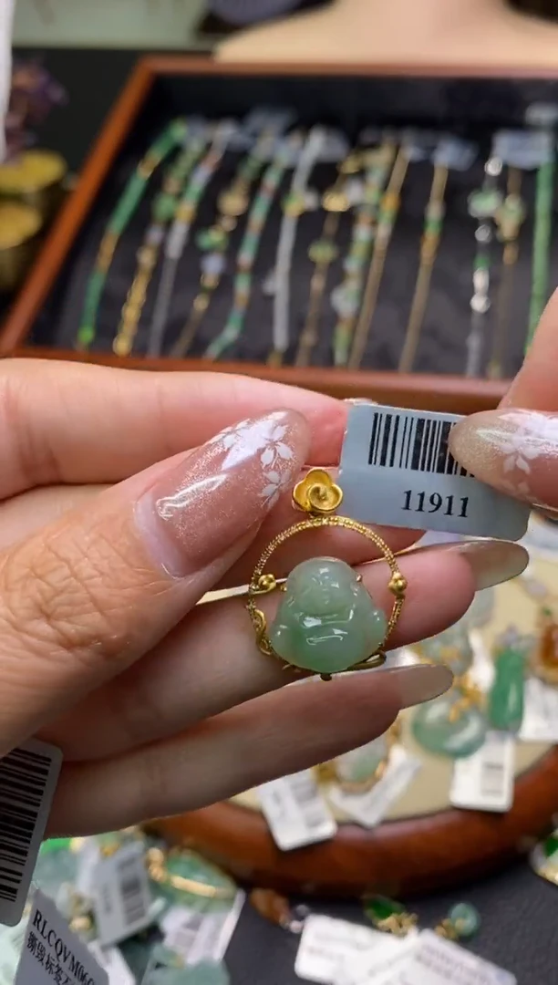 翡翠18K金镶嵌颈饰净货11911