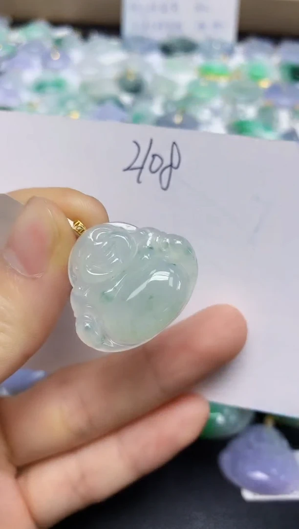 翡翠18K金镶嵌颈饰天然缅甸翡翠A货