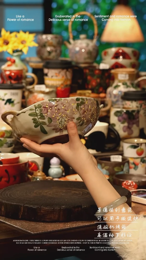 陶瓷景德镇高温釉下彩手工手绘款式@A0375@