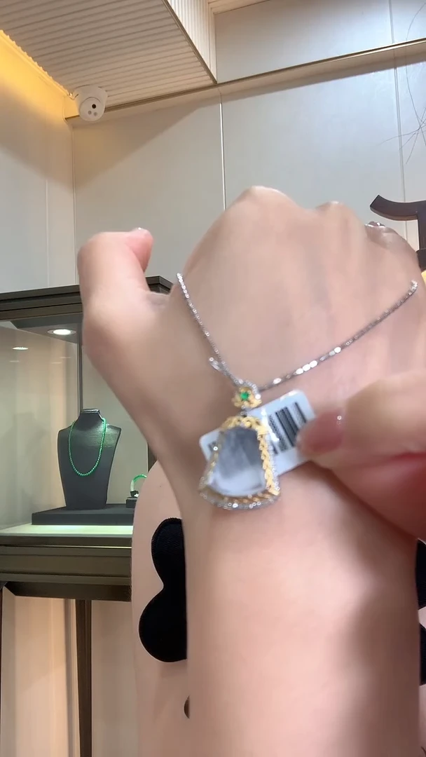 翡翠18K金镶嵌吊坠(不含链)翡翠