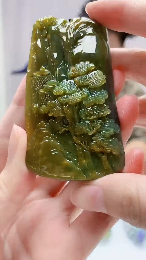 定制翡翠未镶嵌4688zm-毛货挂件7山水