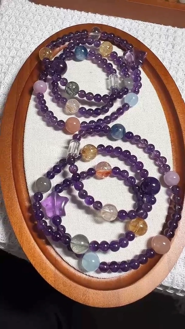 未镶嵌颈饰水晶蚂蚁家风信紫 水晶手链 多样发其一