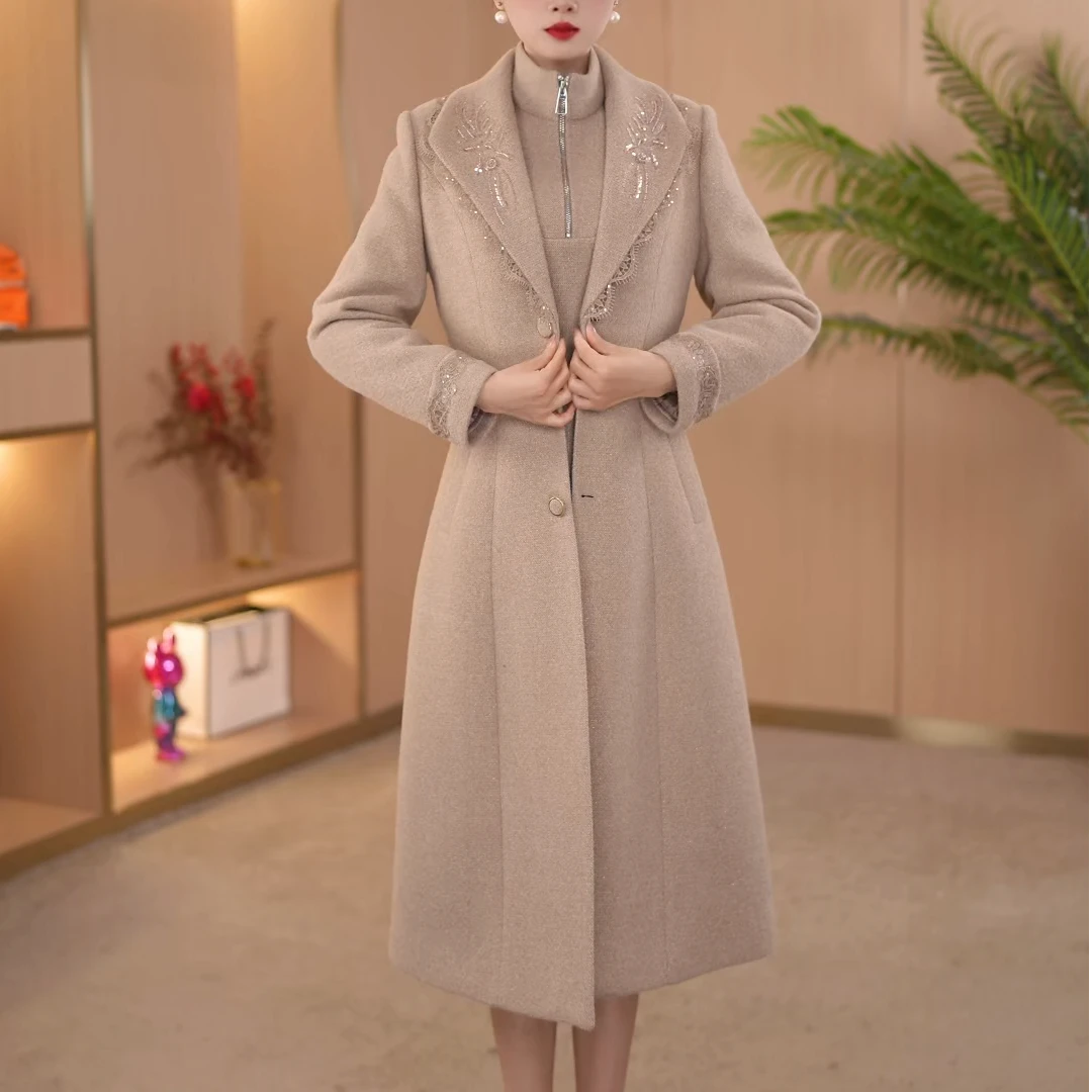 【宸紫女装】1229冬季时尚两件套连衣裙新款遮肚子显瘦洋气