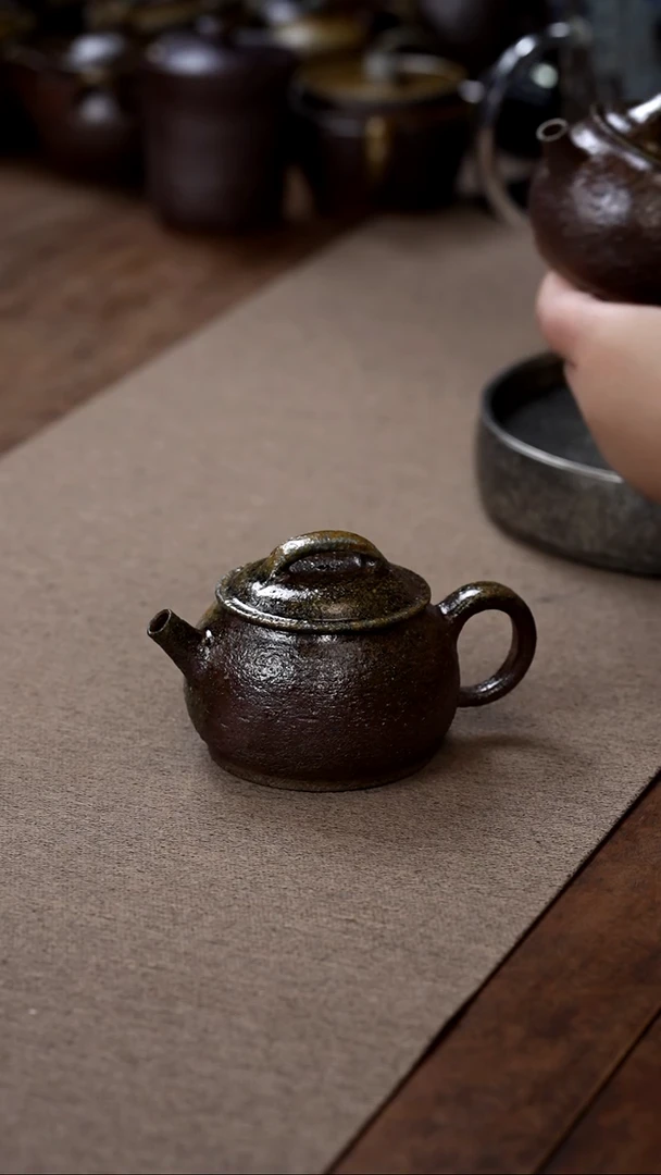 茶壶紫砂汉鼓壶柴烧新品