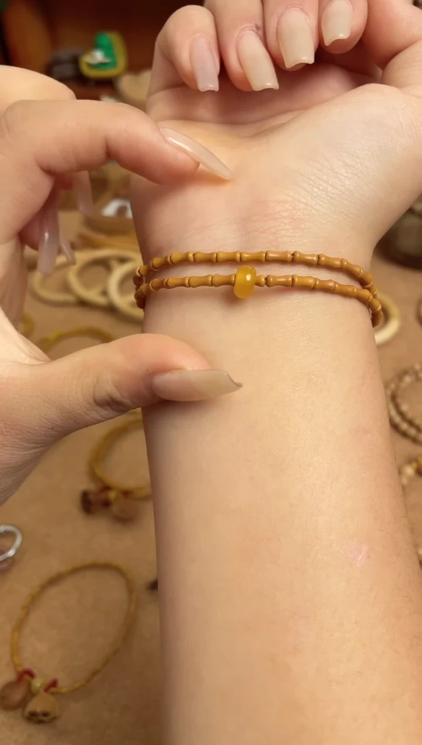 双圈竹节手串一物一拍加黄跑环双圈