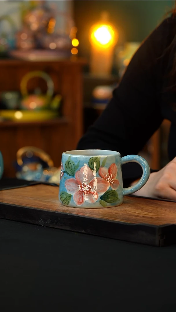 杯手绘心瓷陶瓷浮力