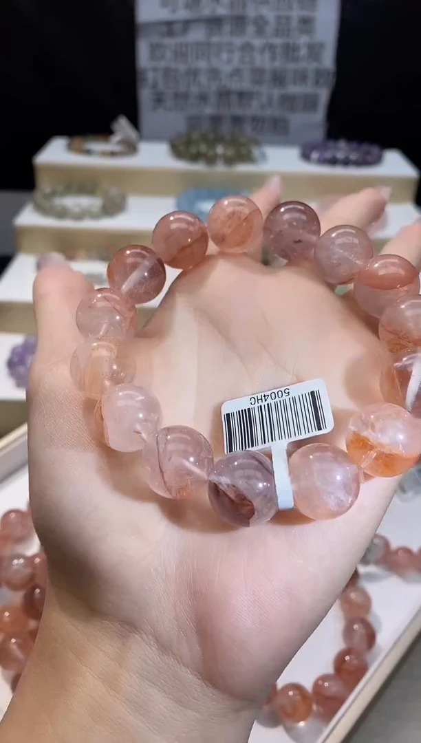 未镶嵌手串水晶粉红胶花15mm