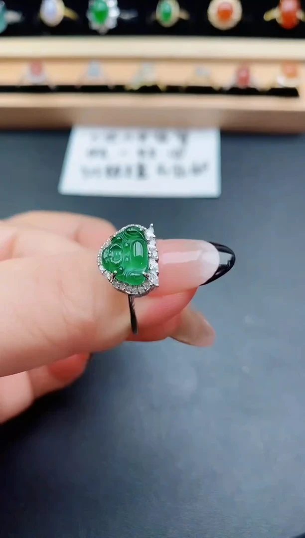 翡翠戒指银S925镶嵌5080