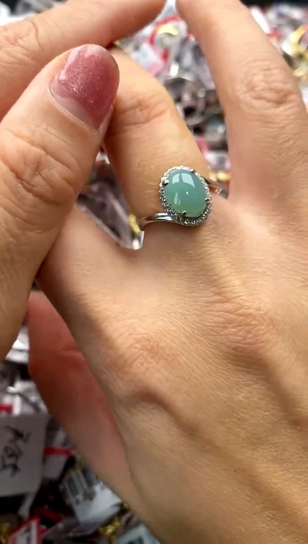 【闪购商品】翡翠戒指银S925镶嵌5555555     6