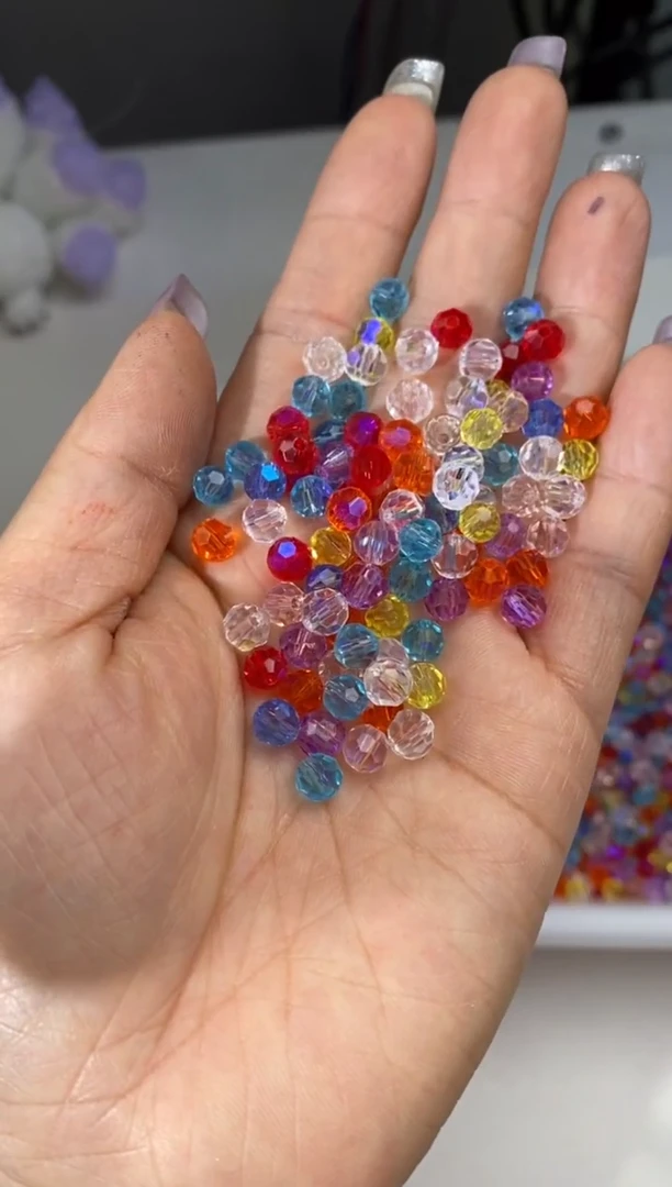 玻璃2601卡6球珠华子彩虹色200颗