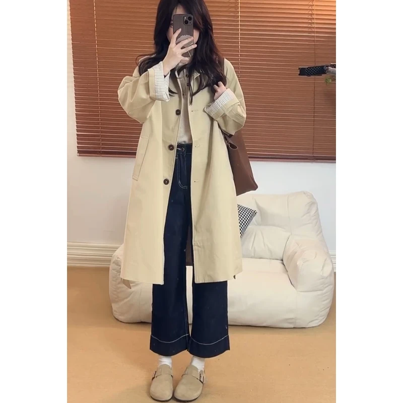 中长款卡其色爆款风衣外套女2025春秋新款小个子韩系高级感英伦风