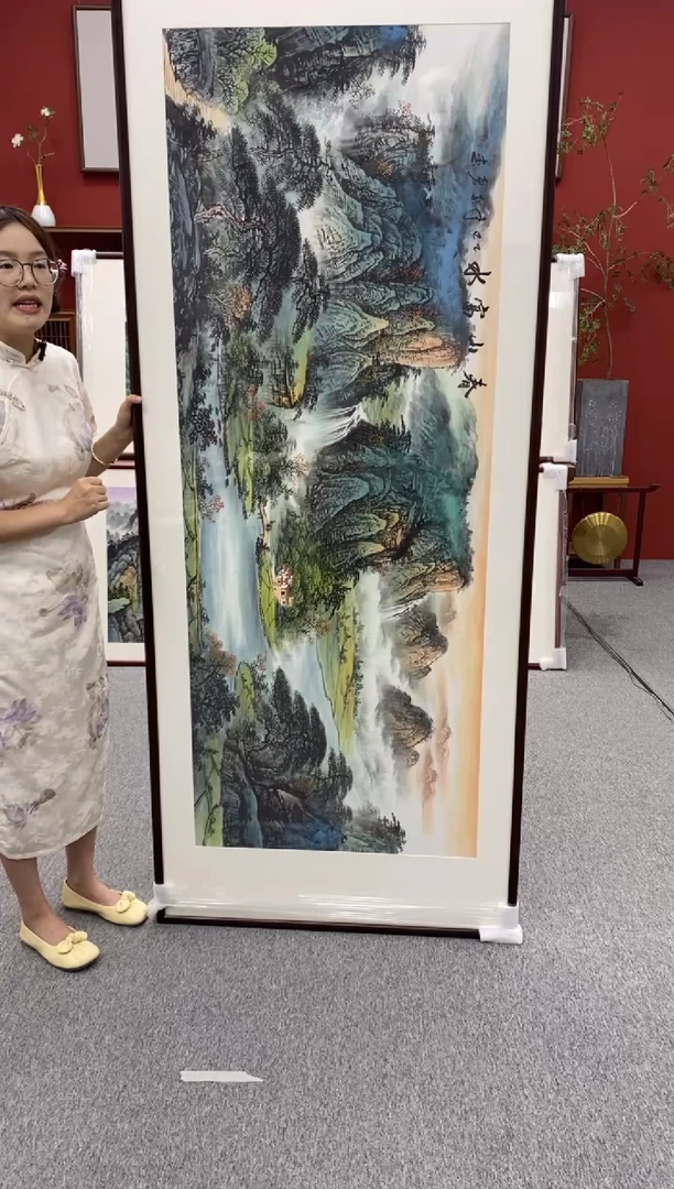 国画手绘219*88春山富水