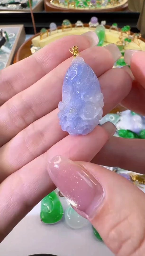 【闪购商品】翡翠颈饰18K金镶嵌缅甸翡翠A货挂件