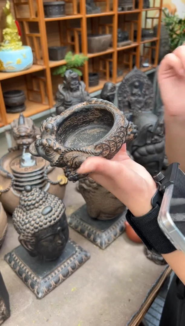 陶土【合成青石】金蟾盆