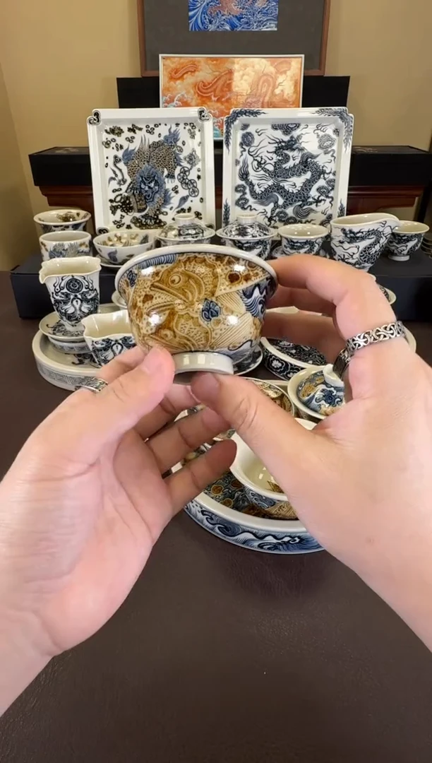 二号釉海浪鳜鱼小压手杯