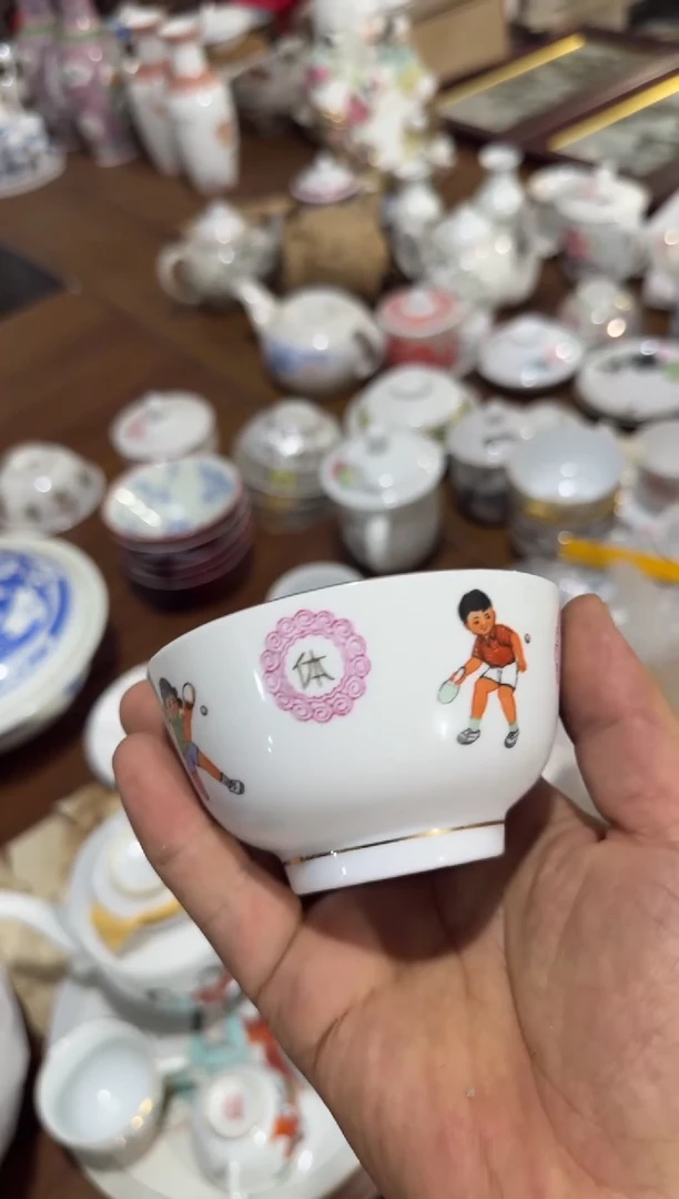 摆件茶碗9厘米微瑕请慎拍